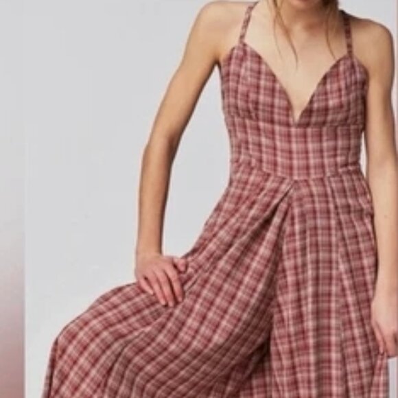 Free People Kaia Jumpsuit – Dusty Lavender Plaid Combo – Size S – NWT - Picture 2 of 7